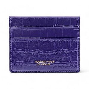 ROCKERTYPE Luxury Cardholder Wallet Crocodile Embossed Italian Leather Purple